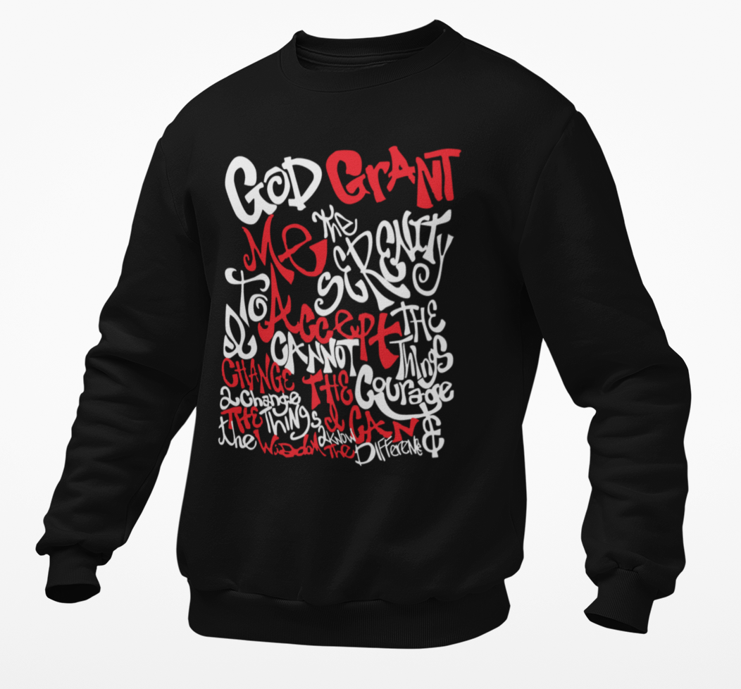 Recovery Sweatshirt | Recovery Merch Store |Serenity Prayer Graffiti