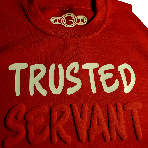 Trusted Servant Puff Unisex Sweatshirt Red/ White